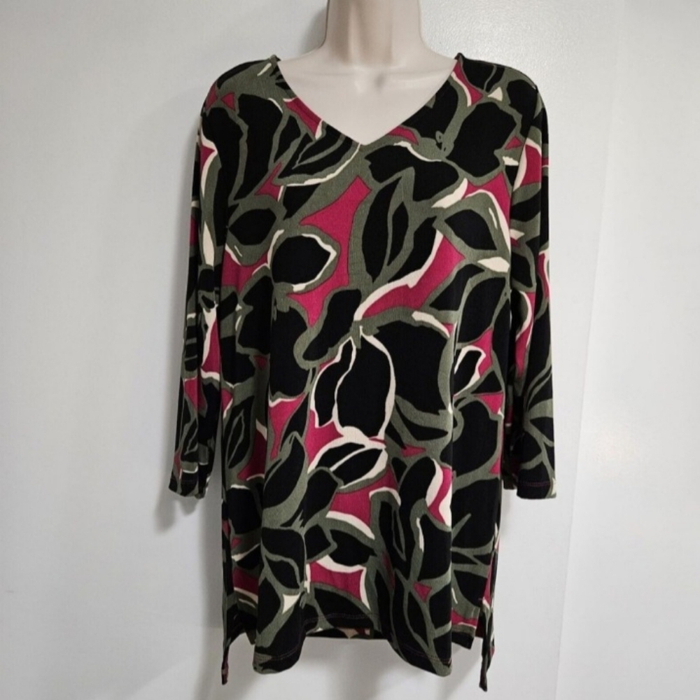 Stylish Women's V-Neck Top - Black, Pink, Green